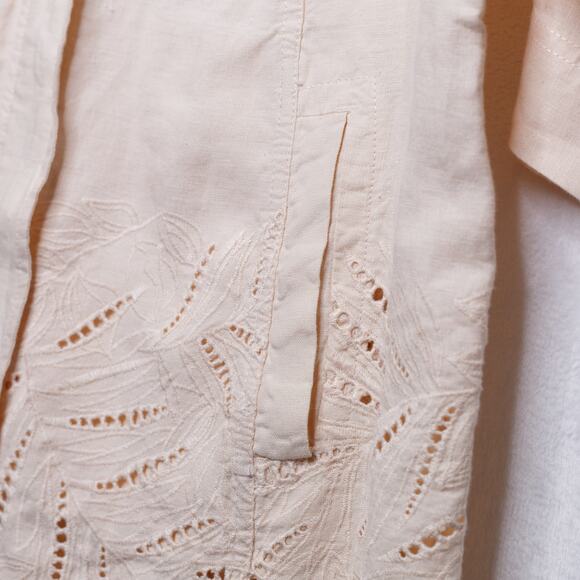 CHICOS Linen Eyelet Lace Zip Up Lightweight Jacket Blush Pink Sz 2 US L/12 - Picture 4 of 8